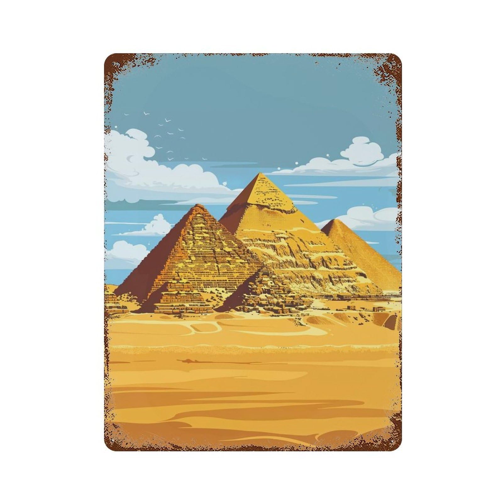 Garage Style Pyramids of Giza Vintage Rust Metal Sign 15.7"x11.8", Rustic Home Decor for Bar And Workshop