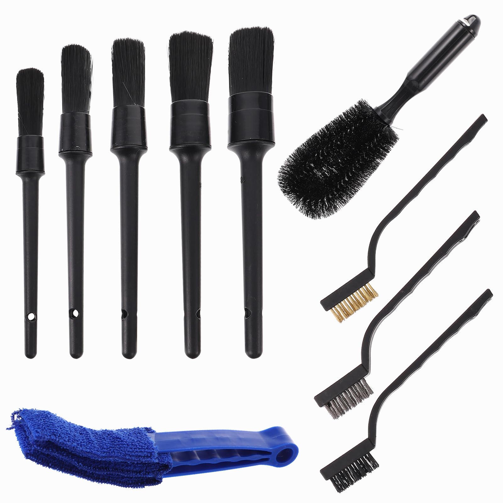 Luxshiny 10pcs Car Detail Brush Set for Auto Detailing Tire Brush Abs and Rayon Material for Cleaning Exterior and Removing Debris Car Care Tool Kit