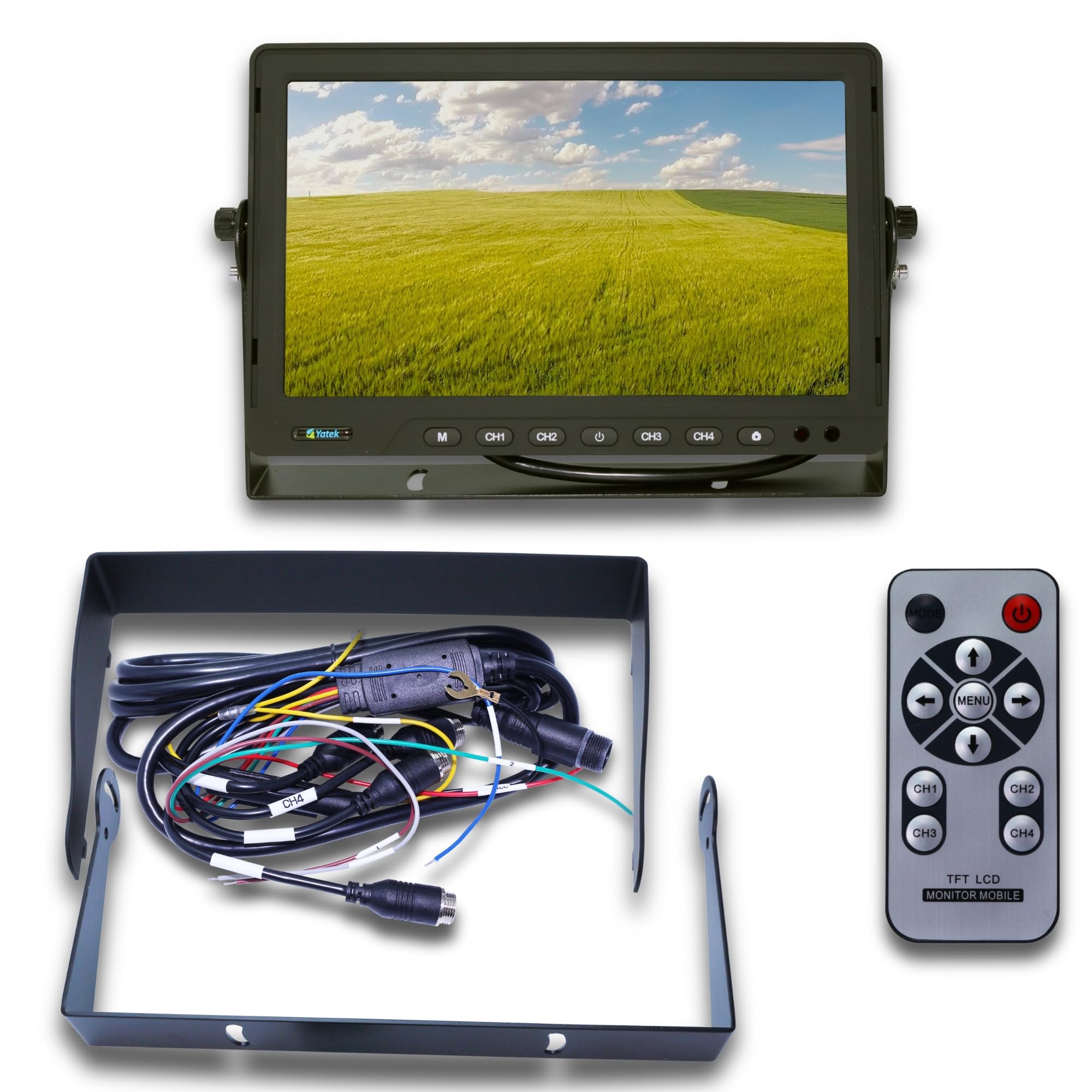 YATEK Kit de cámara de Aparcamiento Pantalla AHD 10" + cámara 1080P 160 Grados de visión Trasera