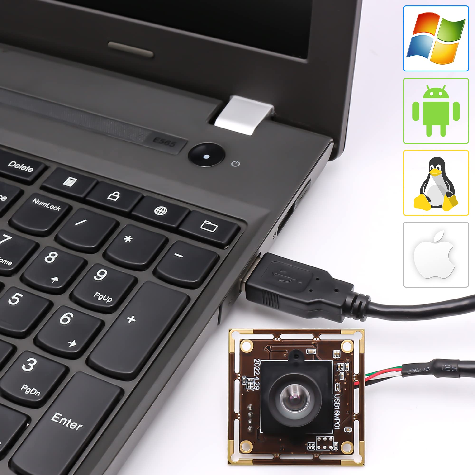 Svpro 16MP Grand Angle caméra USB pour Ordinateur, 1/2.8" CMOS IMX298 UVC Webcam vidéo USB2.0, Module caméra Industrielle USB avec 1 mètre de câble