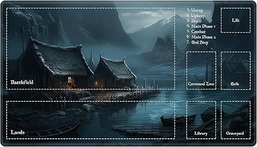 Tapete de juego con zonas para juegos de cartas MTG, alfombrillas de juego mágicas de mesa de 24 x 14 pulgadas, mesa de juego Commander Deck para