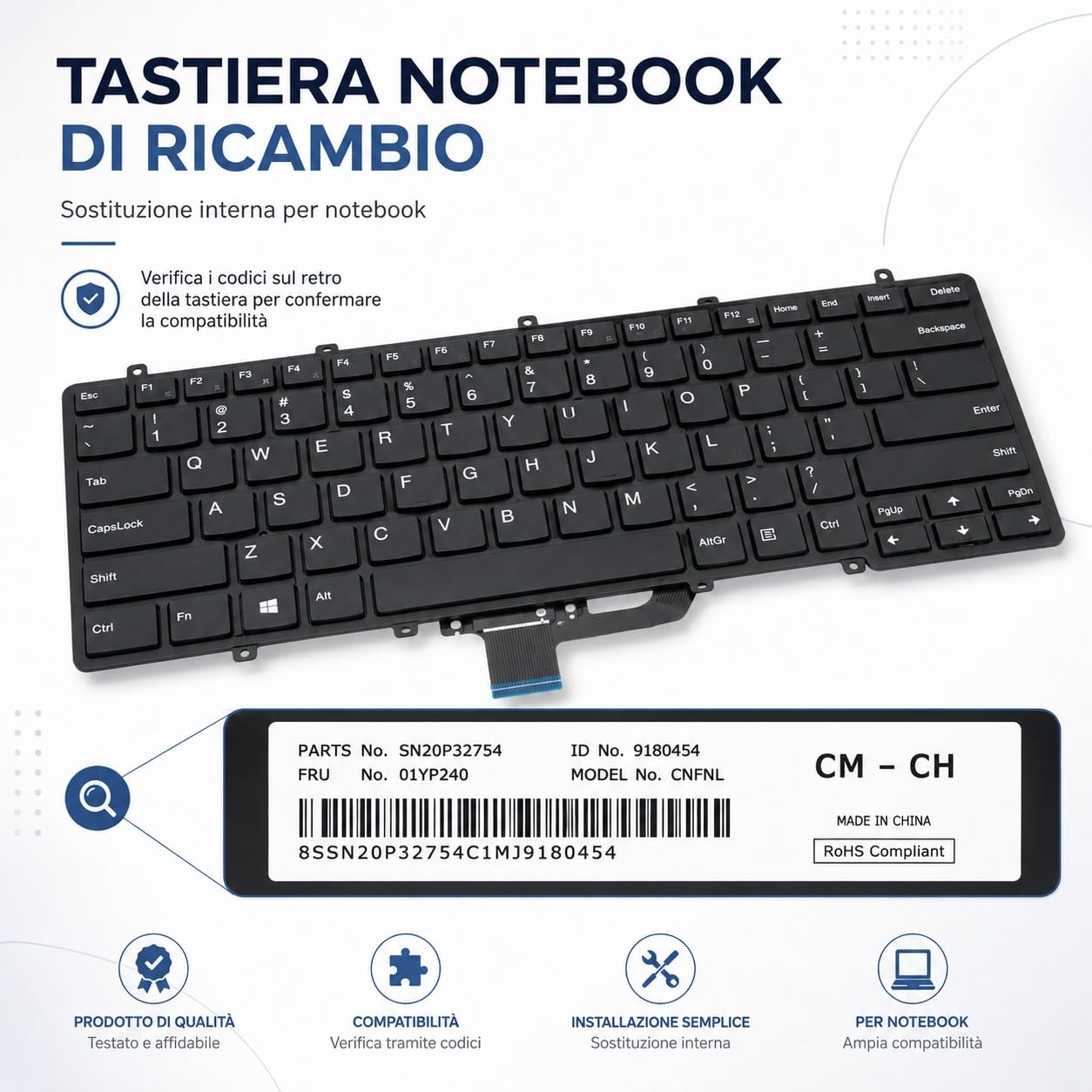 HP Tastiera Italiana per notebook ZHAN 66 Pro G1 ProBook 430 G5 440 G5 Nero Non retroilluminata