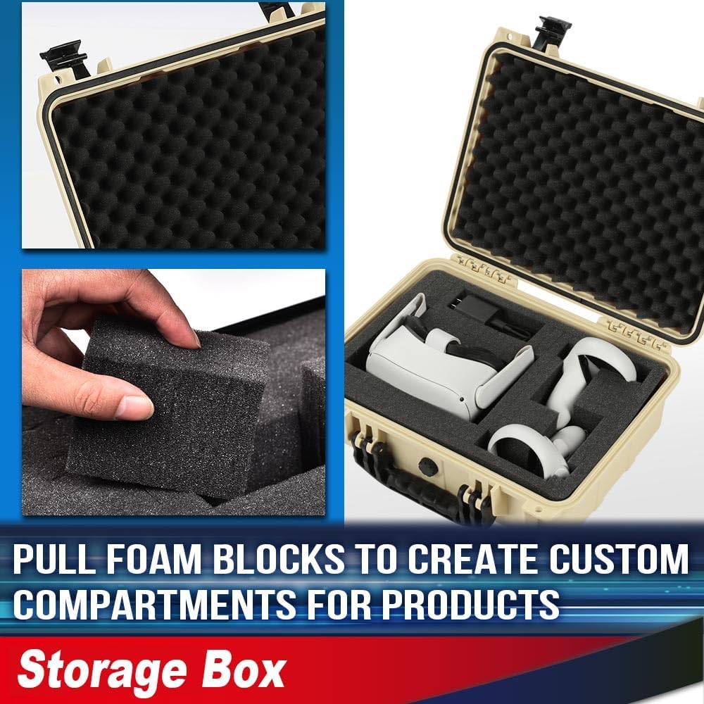 PIT66 Graded Card Storage Box 16.9*13.5*7in, Trading Card Storage Box, Compatible With BGS PSA SGC FGS Graded Sports Trading Cards More than 40pcs, Impact Absorbing Foam Slots, Includes Padlock, Beige
