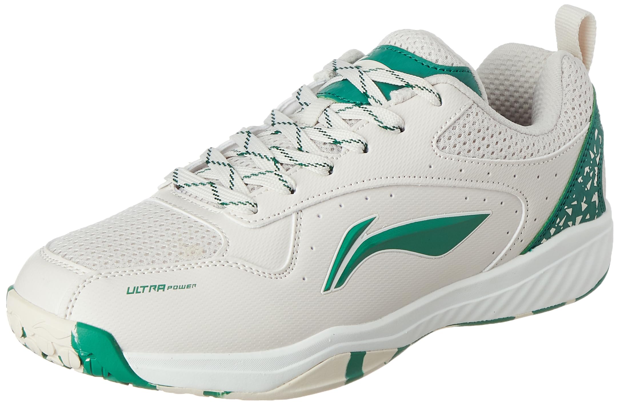 Li-Ning Ultra Power Non-Marking Badminton Shoe|Indoor Sports|Stability Heel, Prototypical Sole, Lightweight Shoe (White Sand/Pine Green,UK 3) (B0CG35W6YY) Amazon Price History, Amazon Price Tracker