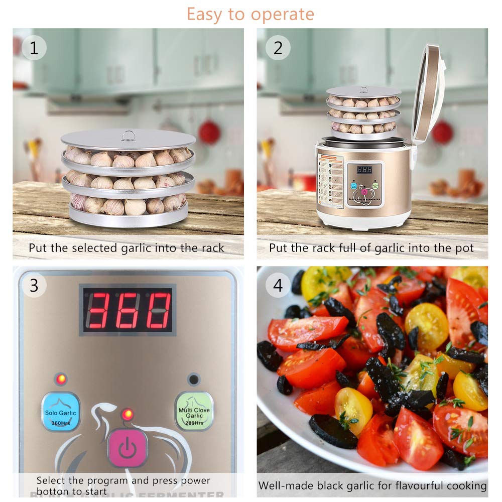 DFEDHF Fermentador de AJO Negro, cocina de AJO inteligente totalmente automática para hacer ajos, 5 L, Dorado