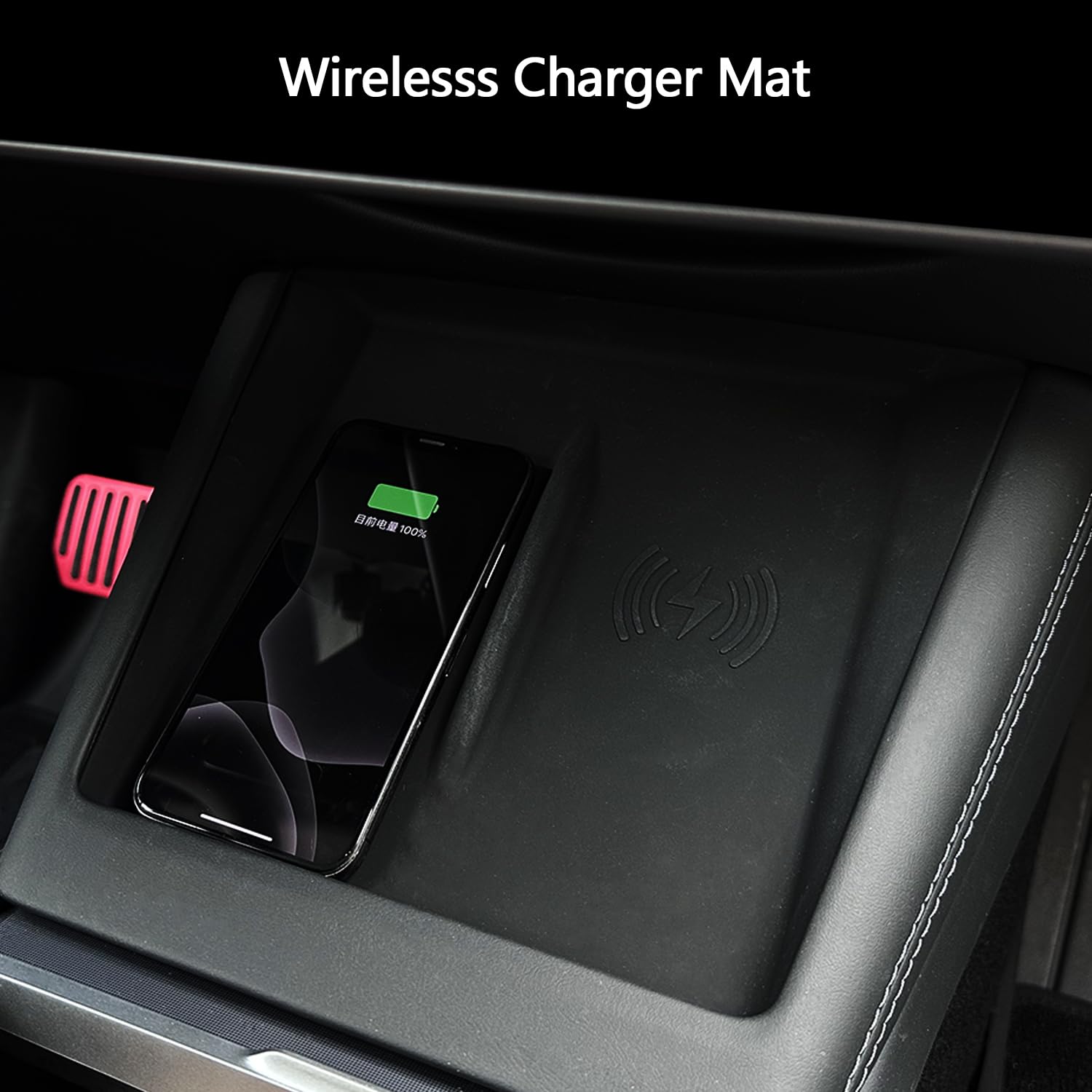 TOPABYTE Organizer pour Console Centrale pour Tesla Model Y Juniper Model 3 Highland 2025 2024 Boîte de Rangement Accoudoir Tapis Sans Fil de Commande Centrale et Porte-gobelet (Lot de 4)