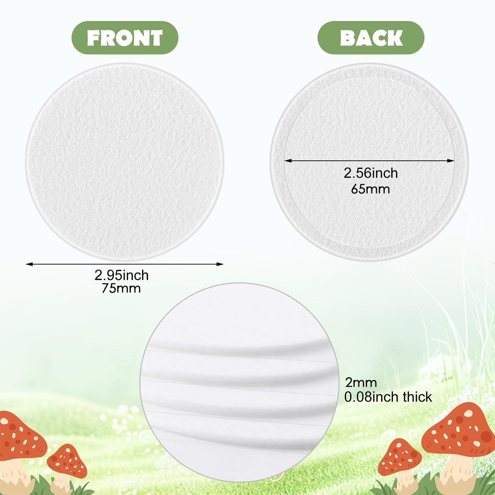 Discos De Filtro De Champiñones - Disco De Filtro De Tubo Único De Hongo 24x | Pantalla De Algodón Para La Humedad Retención De La Humedad Preservación De Plantas De Interior | Suministros De Crecient