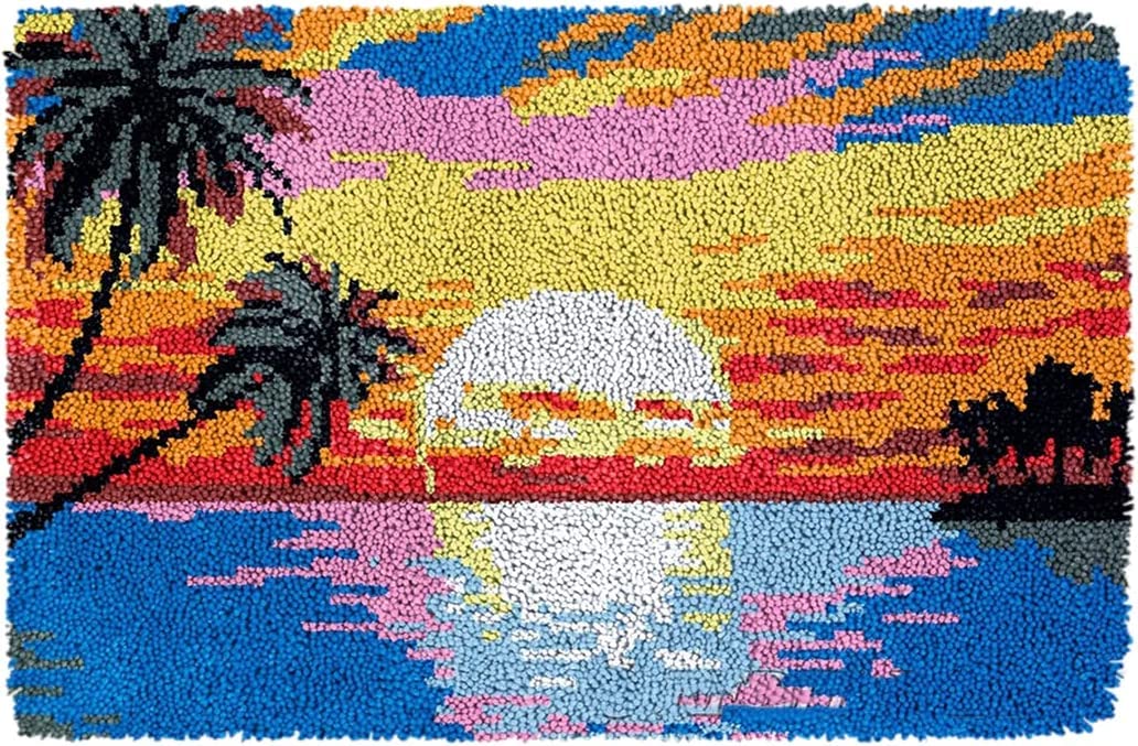 Myriad Choices Myriad Choices Latch Hook Sunset Rug Kits 40x13in, DIY Latch Hook Rug Kits for Beginners Adults Kids, Sunset Home Rug Making Kits Needlework, Latch Hook Crafting Kits for Home Decor