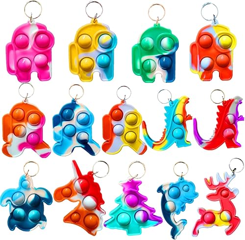 mypush popo (Regalo para estudiantes y regalo de fiesta) Mini llavero sensorial de arco iris, pequeño regalo de Navidad de burbujas teñido anudado,