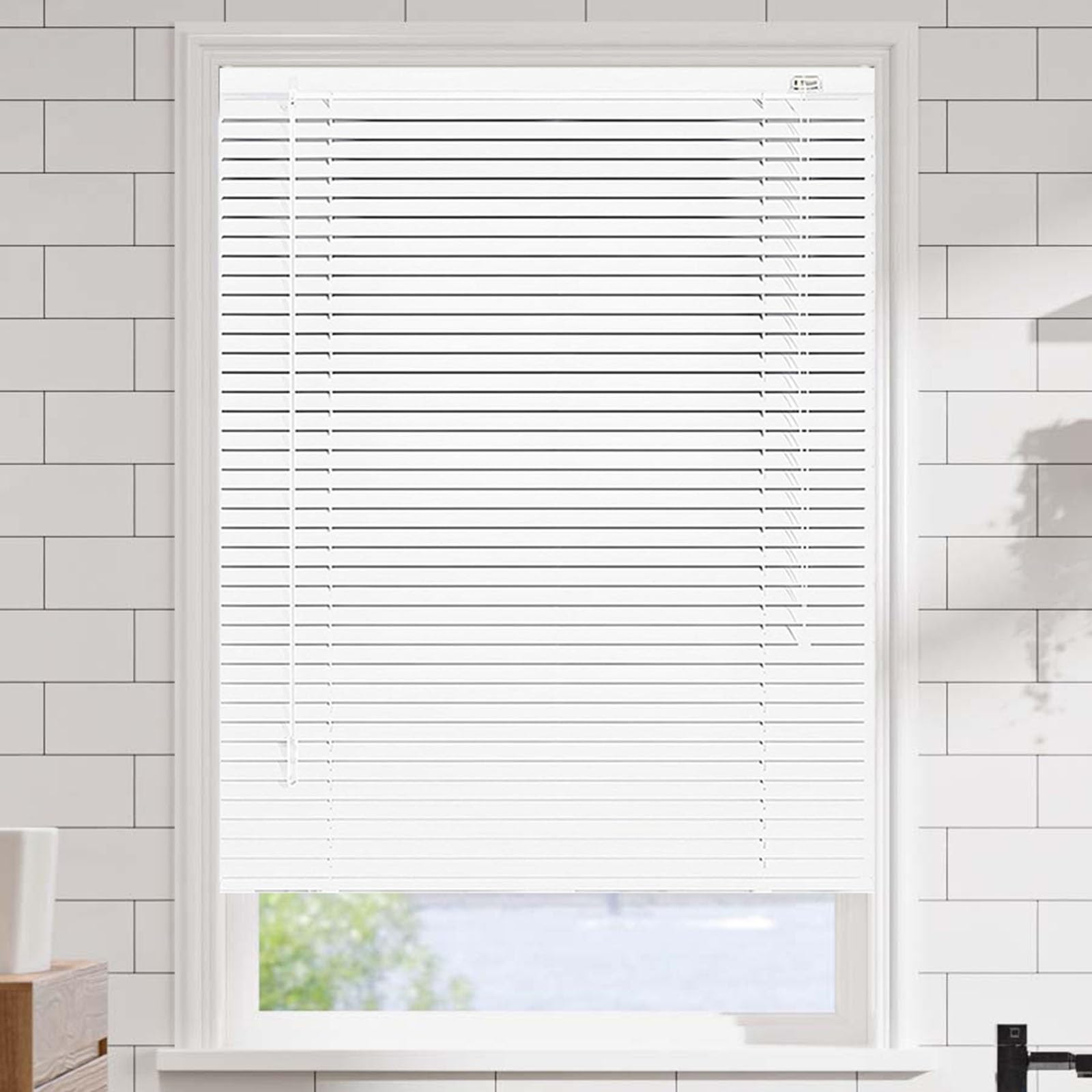 Aluminium Venetian Blind 1 Inch Blinds No Drill No Tools Curtains Mini Horizontal Windows Treatment Shutters 60 80 90 100 120cm for Home Kitchen Office Windows Blackout Curtains(White)