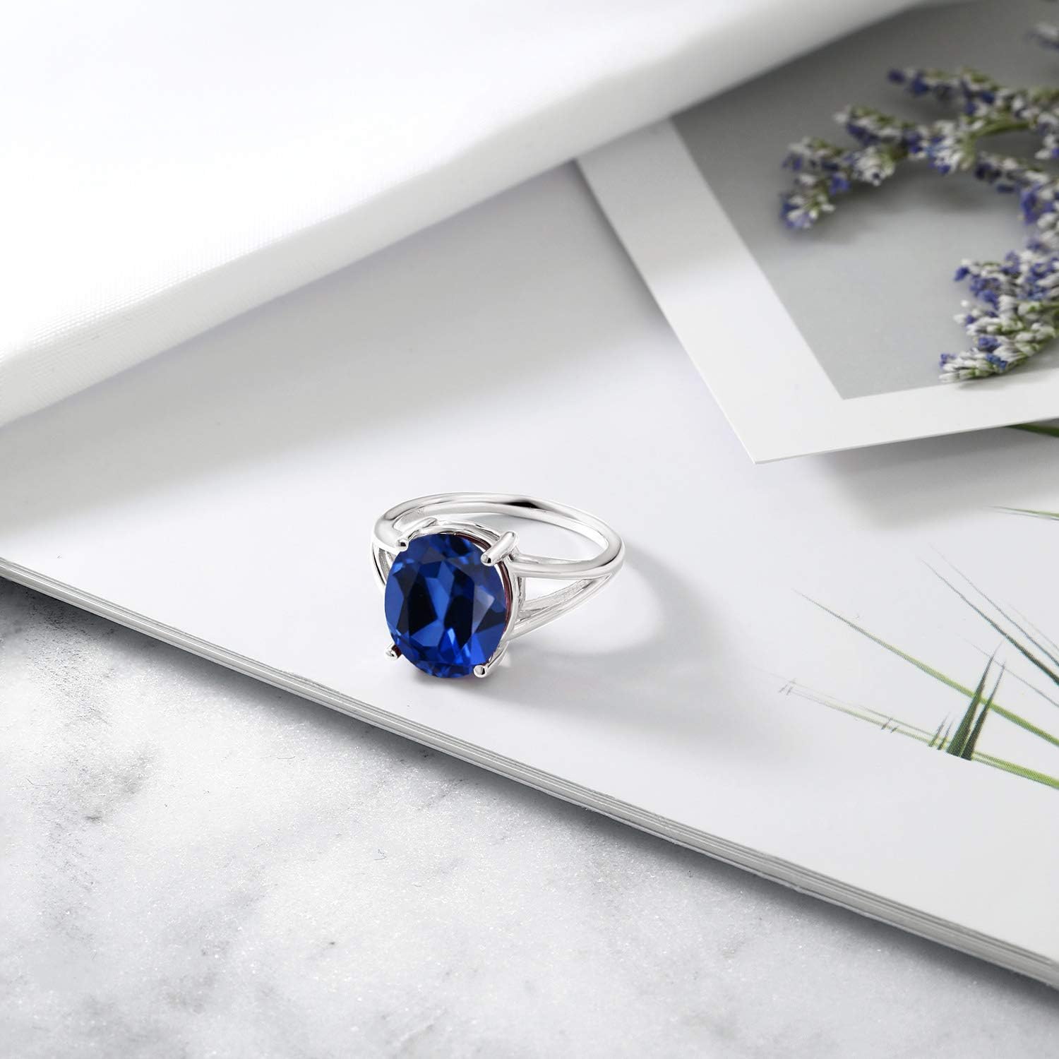 Gem Stone King 3-7 Cttw Gemstone Birthstone Solitaire Ring | 925 Sterling Silver | Oval 12X10MM | Wedding Engagement Anniversary Promise Ring For Women