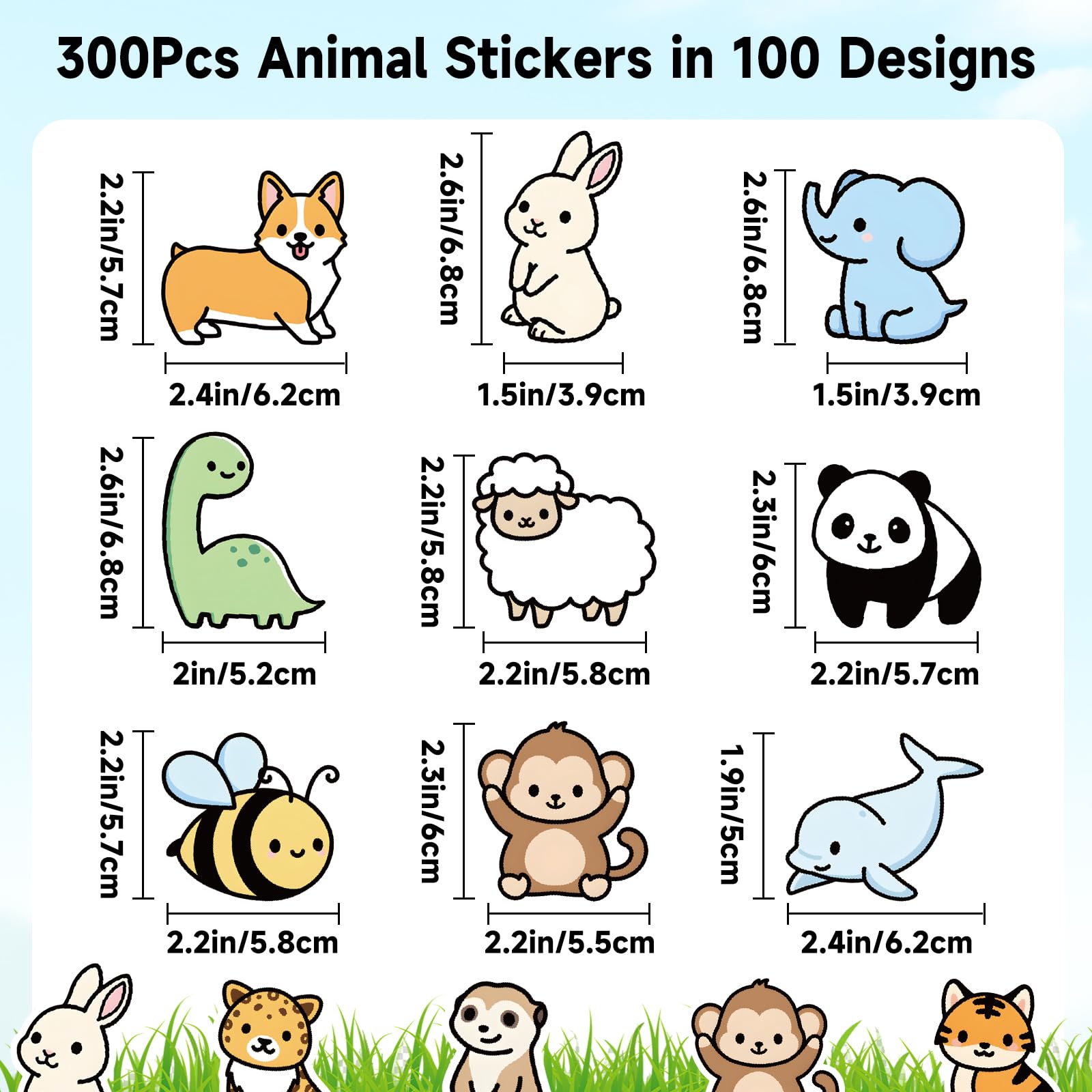 G2PLUS 300PCS Animal Stickers for Children: Cute Waterproof Vinyl Stickers for Kids’ Water Bottles, Classroom Rewards - Image 3