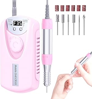 Electric Nail Drill Professional, 35000RPM Nail File Machine with Bits Set & Fast Cooling, Portable for Acrylic Gel Nail Polishing Removing, Manicure Pedicure at Salon & Home Use, Gift for Women