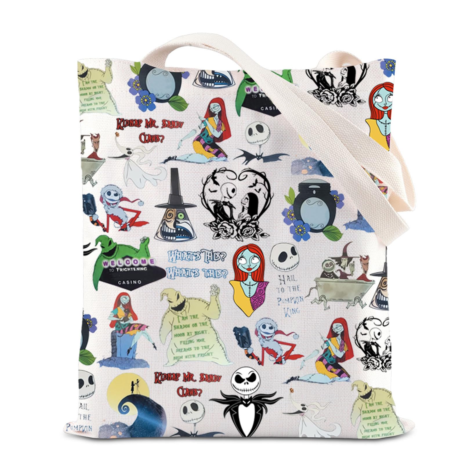 Horror Movie Inspired Ghost Lover Tote Bag Skull Merch Jack and Sally Fans Gift Zero Ghost Dog Shoulder Bag