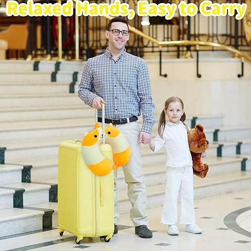 Miniatura 6 de Corgi - Almohada de viaje para niños y adultos, almohada de cuello de dibujos animados con máscara de ojos para viajes, almohada de espuma