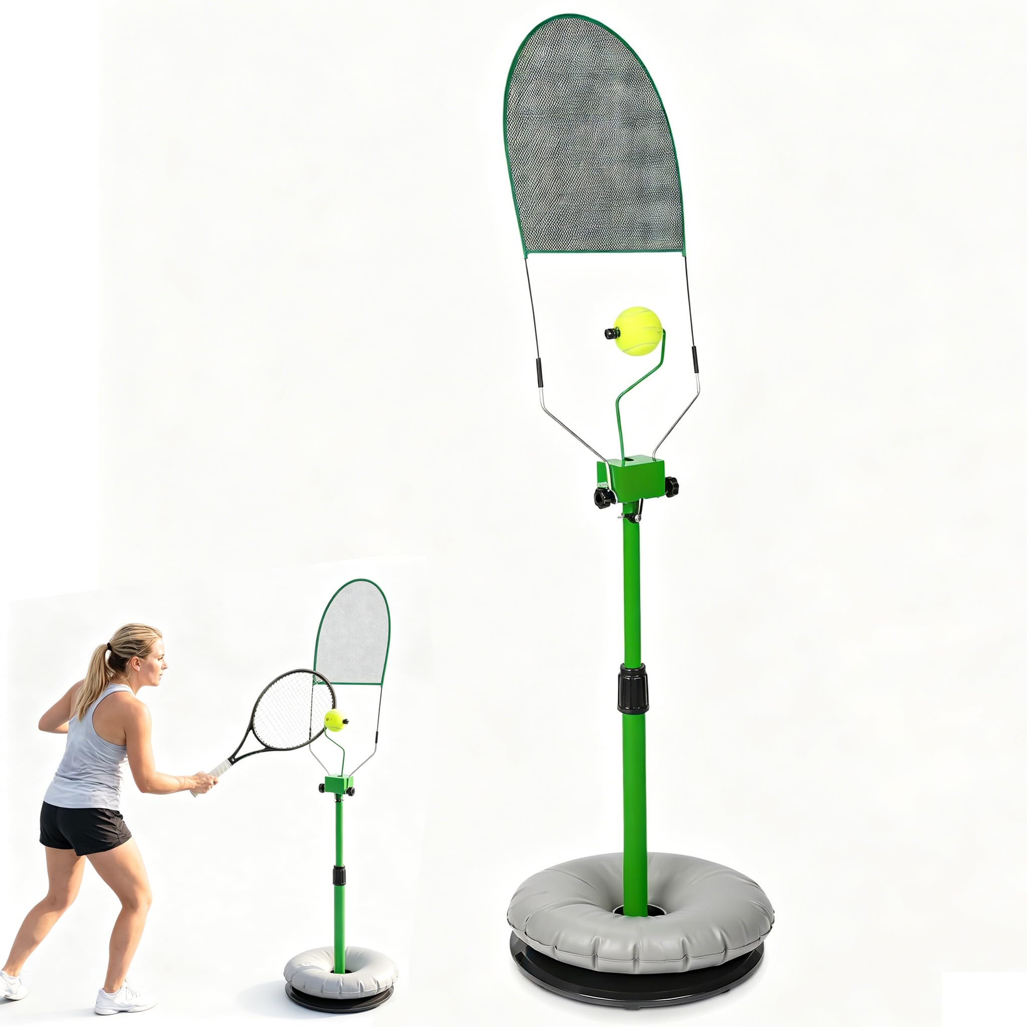 WHOOLEFUN Spin Tennis Trainer, Topspin Training Aid, 75-100cm Adjustable Height, Practice Forehand, Backhand & Volley, Solo Tennis Rebound Board, For Indoor Outdoor Use