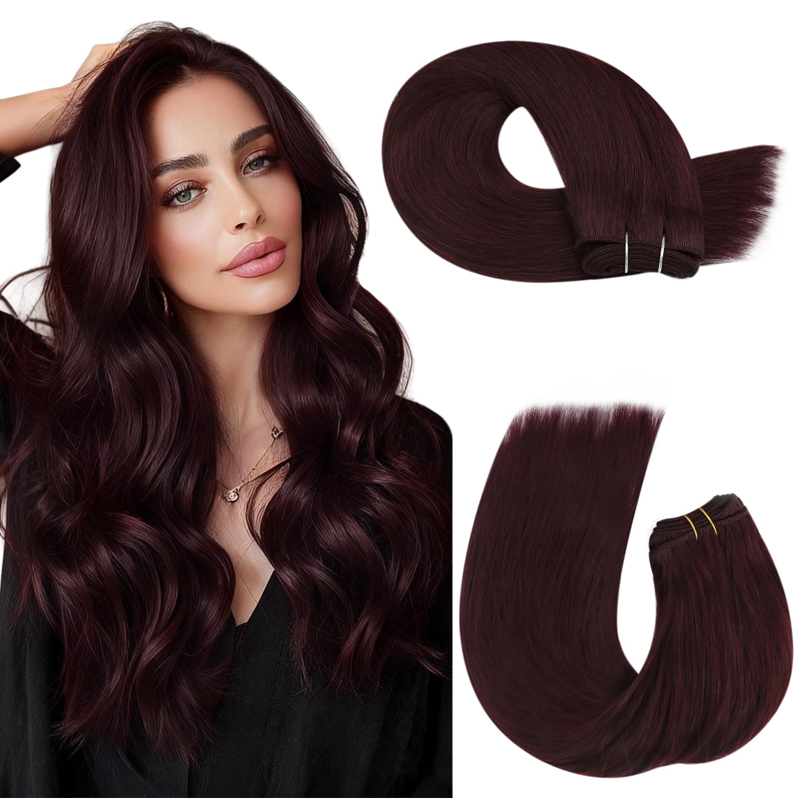 Moresoo Butterfly Weft Hair Extensions Remy Human Hair Ash Blonde Highlight Bleached Blonde 18 Inch OVO Weft Hair Extensions Human Hair Ash Blonde Highlight 100g/pack #18/613 — view 45