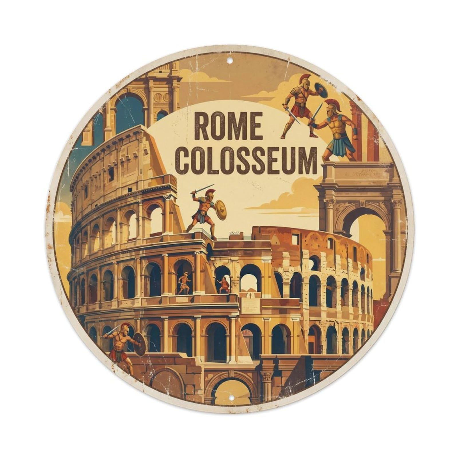 Olhnbad Style Colosseum Rome Heritage City Travel Classic Metal Tin Sign