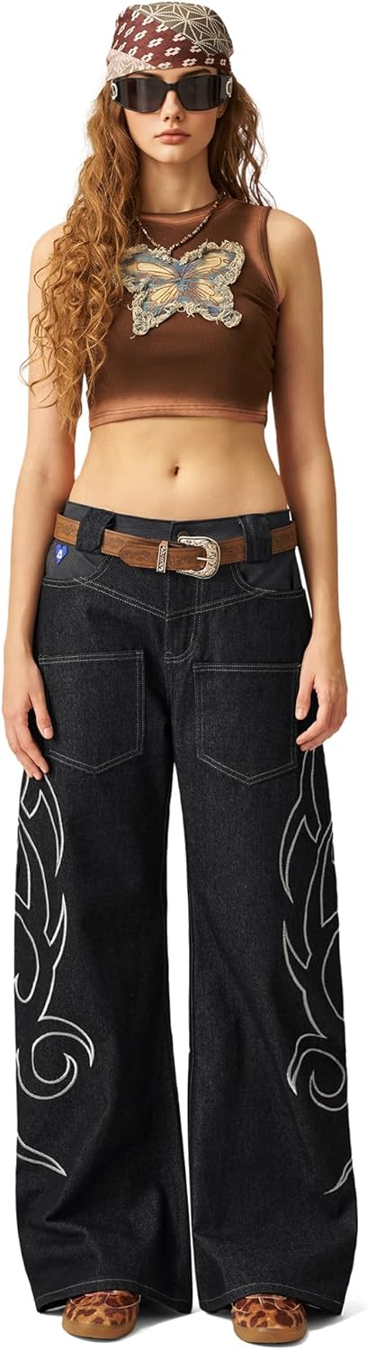 Aelfric Eden Embroidery Baggy Barrel Jeans Retro Loose Wide Leg Hip Hop Y2K Denim Pant Streetwear Unisex - Image 4