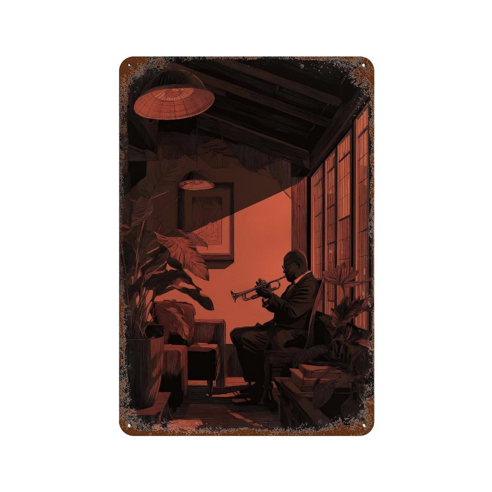 xiaoxiaoshen Jazz Musician. Retro Moody Wall Decor Art Metal Tin Poster Modern Home Decor Art Home Bar Shop Decorations Vintage Sign 30x20cm