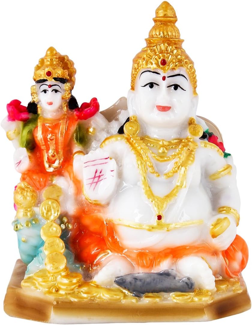 Divine Gifts God Kuber Maa Laxmi Idol, 4.50 Inch, Multicolour, 1 Piece
