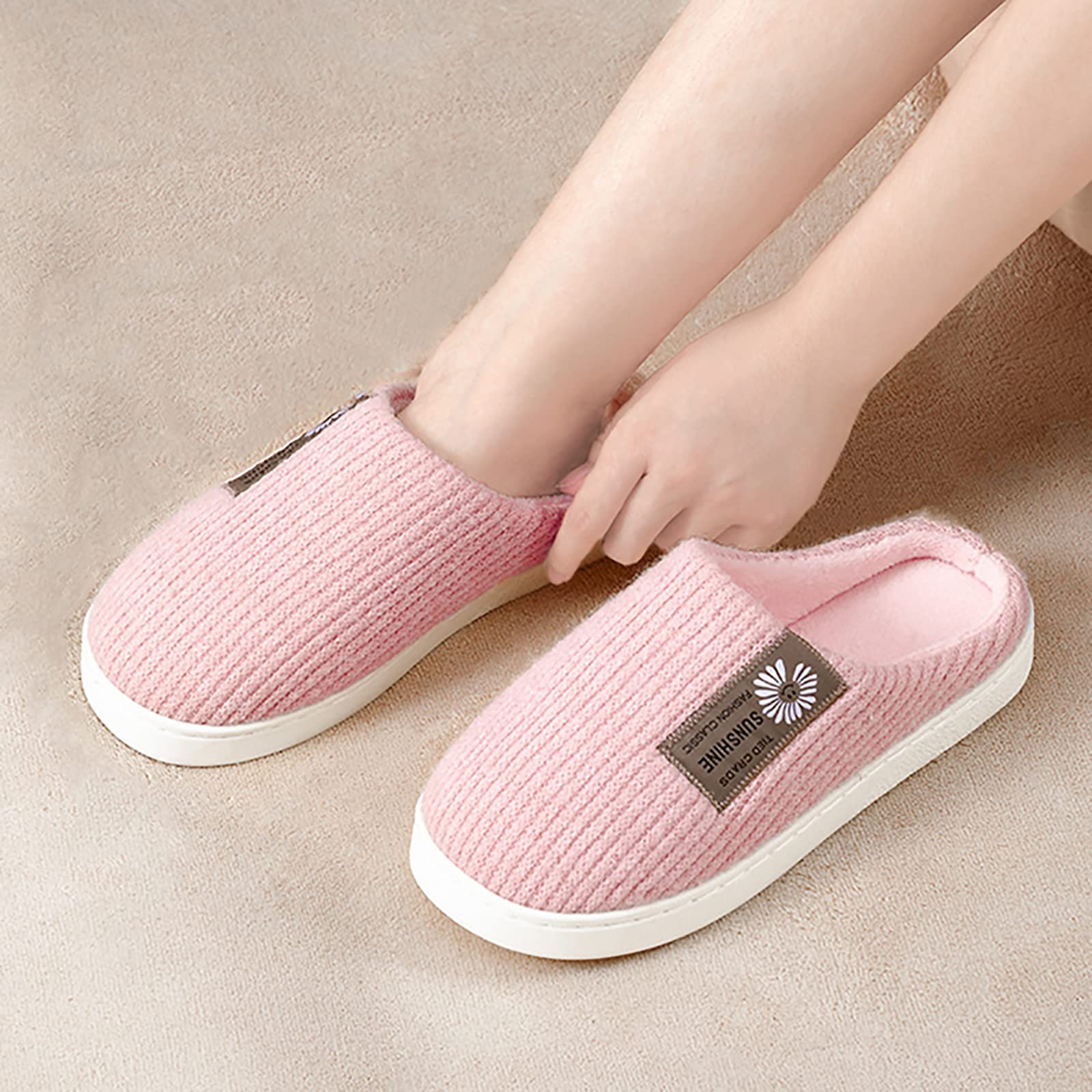 Generic Zapatillas de estar por casa para mujer, cálidas, cómodas, pantuflas de espuma viscoelástica, suaves y antideslizantes