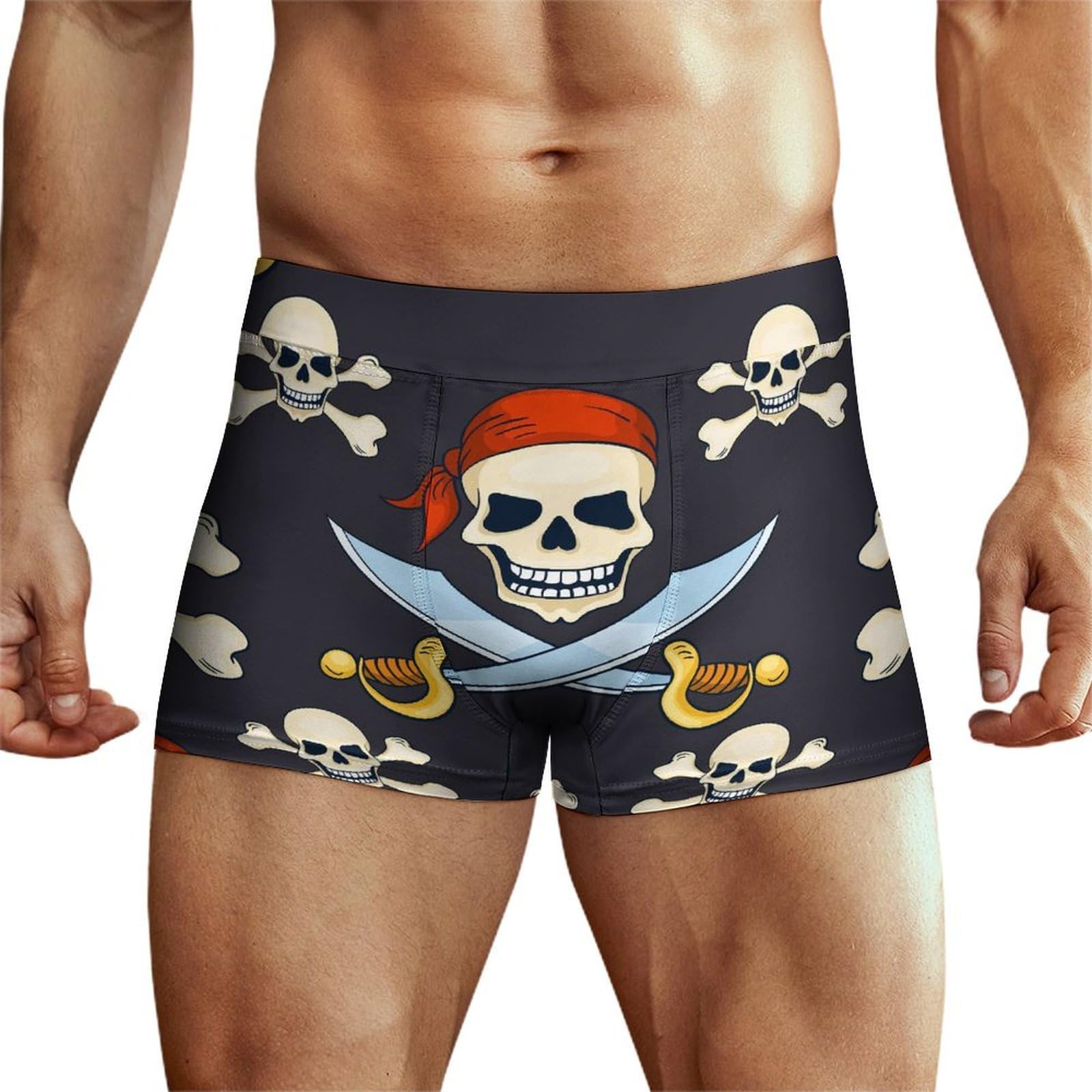 MQPYWLH Skeleton Pirate Men's Underwear Boxer Briefs Comfort Flex Waistband Underpants
