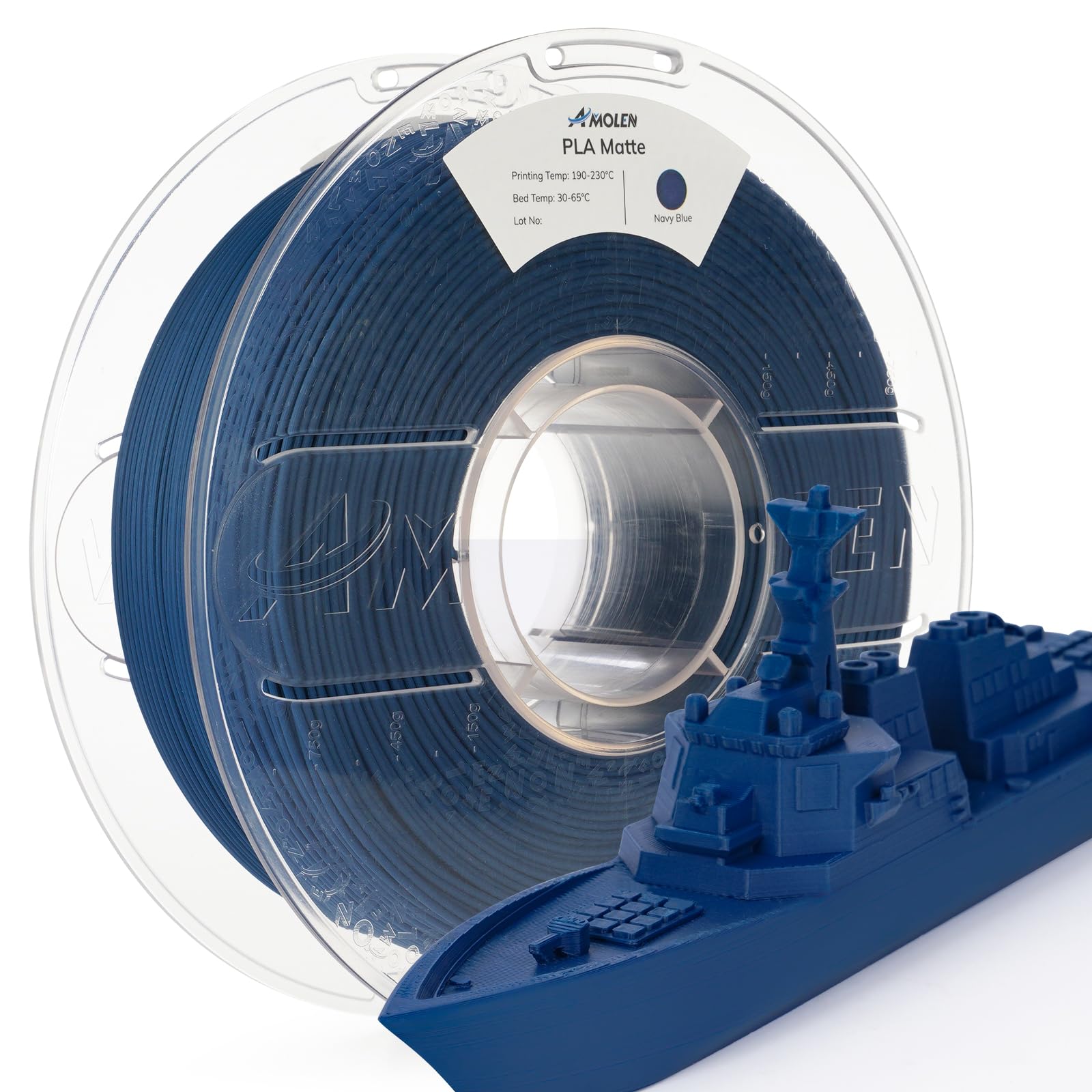 AMOLEN Matte PLA 3D Printer Filament, Navy Blue PLA Filament 1.75mm with Smooth Finish, 3D Printing Filament for Most FDM 3D Printers, Dimensional Accuracy +/- 0.02mm, 1kg Spool (2.2lbs)