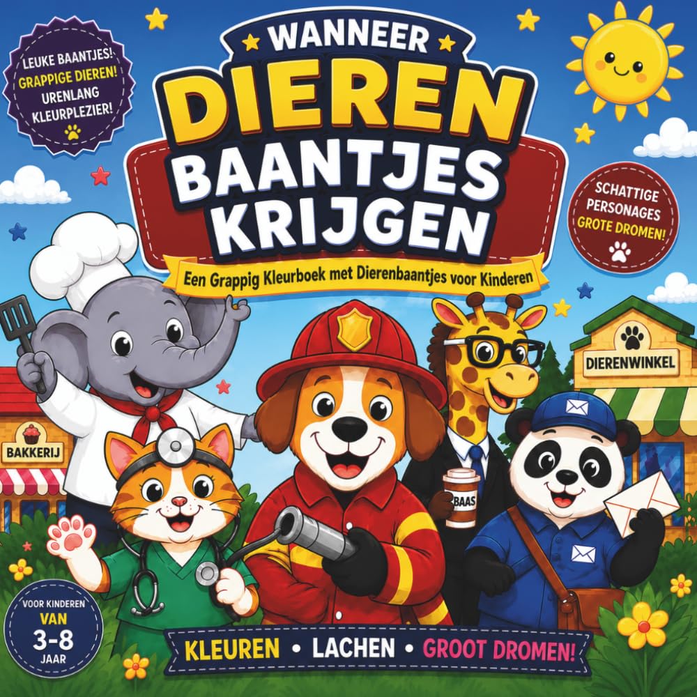 WANNEER DIEREN BAANTJES KRIJGEN: Een Grappig Kleurboek met Dierenbaantjes voor Kinderen
