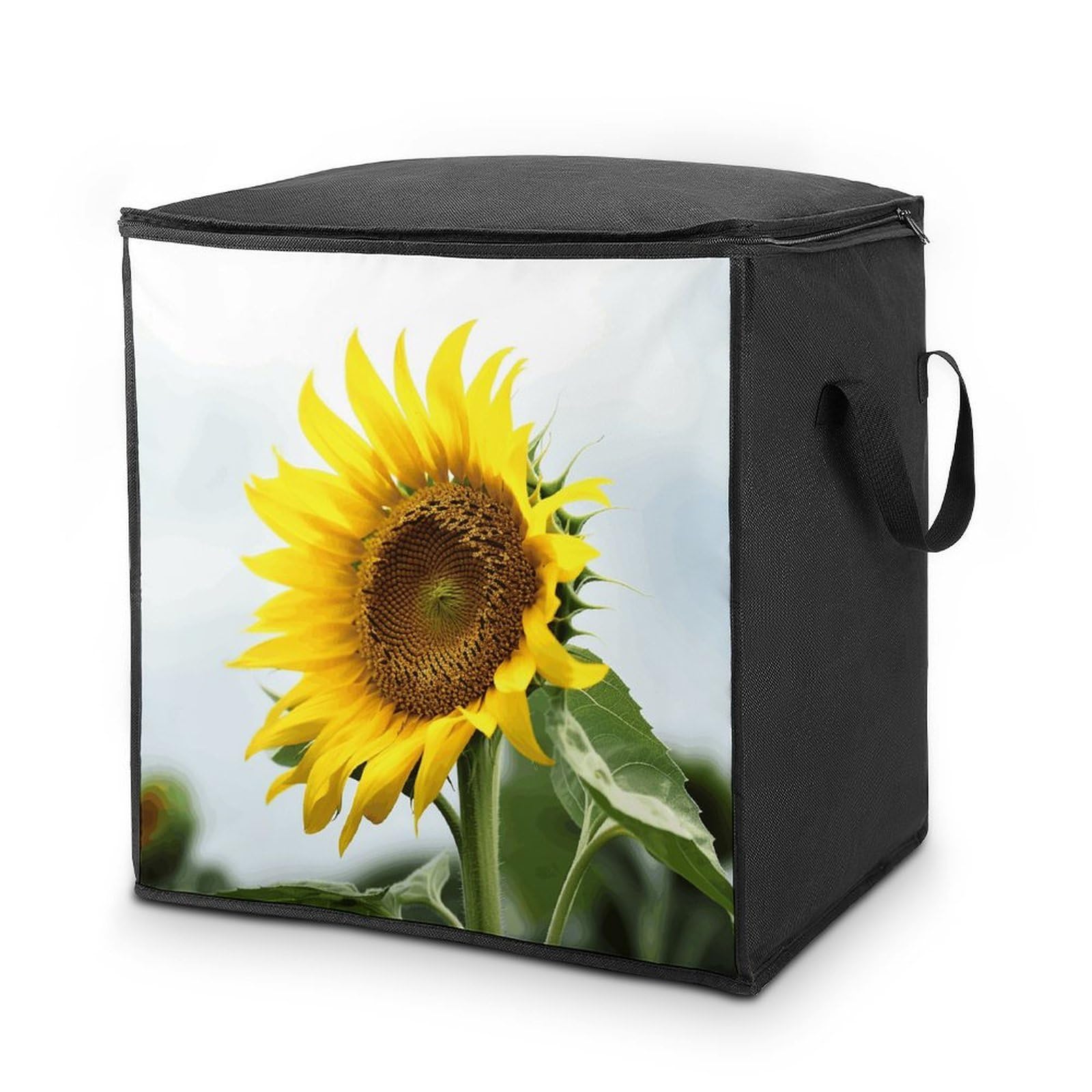 Bloom Sunflower Storage Bags Comforter Quilt Blanket Clothes with Zipper & Handles Easy to Fit King Size Comforter Set Closet Under Bed Organizer for Dorm Pillows Bedding 70L