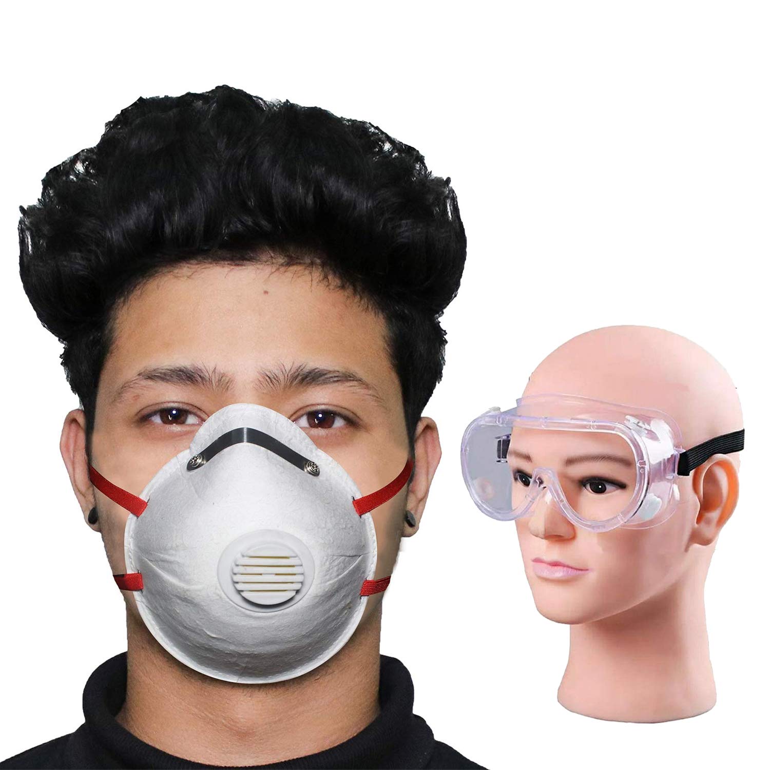 Zureni Combo of 1 Piece Goggle O2 ORCSW01 6 Layer Face Mask Cup Shape with Filter & Nose Pin Mouth Respirator for Men & Women (1 PC) (B08F3S2T5B) Amazon Price History, Amazon Price Tracker