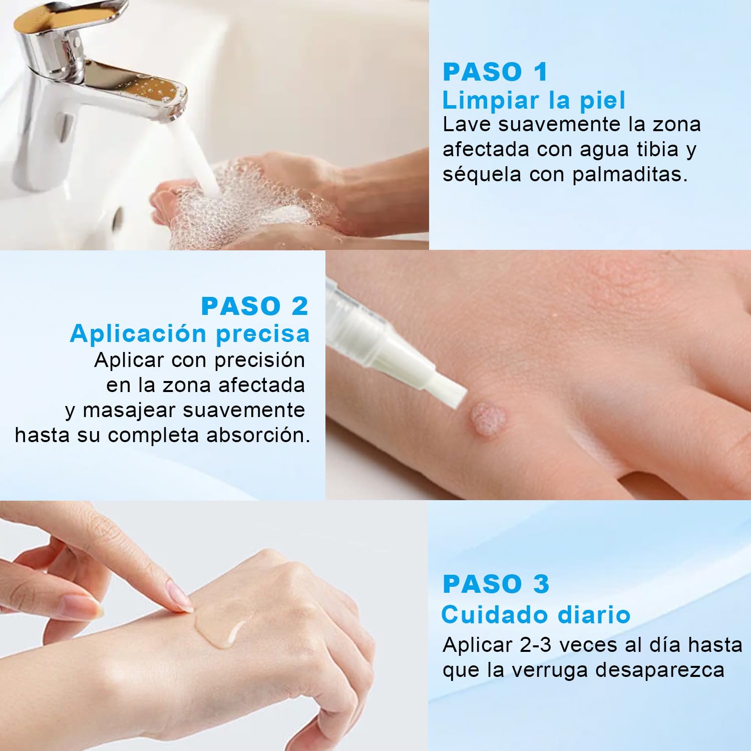 Removedor de verrugas de acción rápida para rostro y cuerpo - Lápiz con ácido salicílico y pincel de precisión | Fórmula suave para eliminar verrugas, tamaño viaje (2.5ml)
