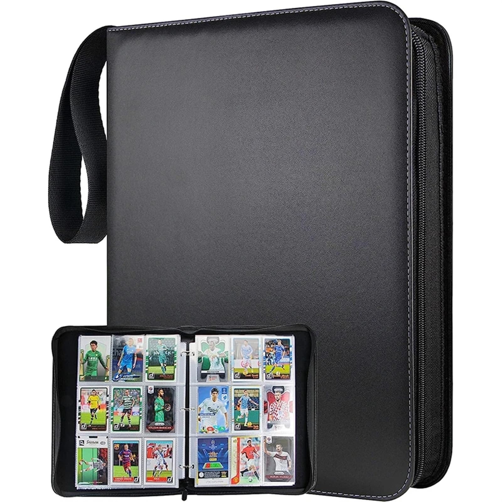 Carpeta de Tarjetas coleccionables con 900 Bolsillos, Estuche portátil (Negro, 33,5 x 27 cm)