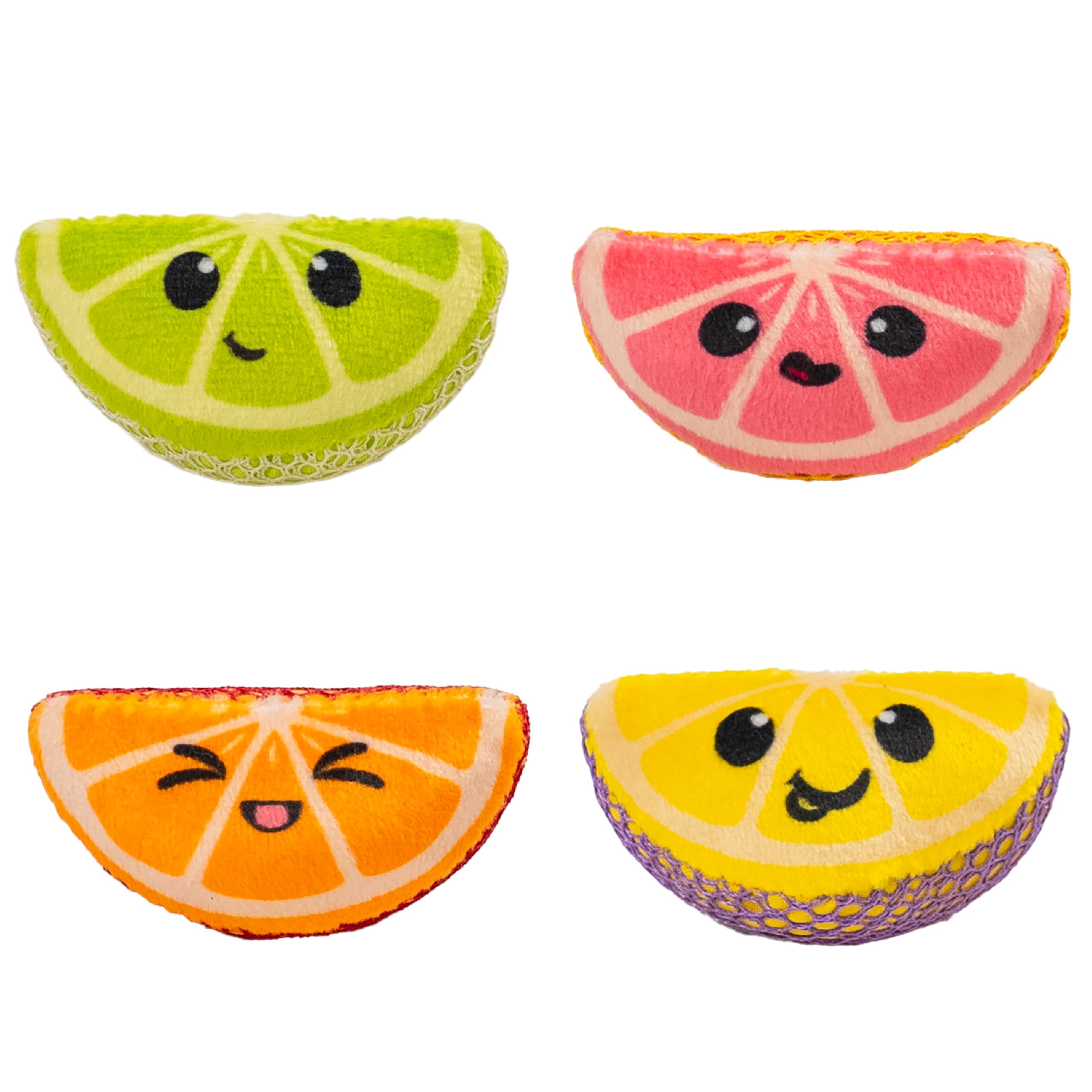 Catstages Dental Fruit Wedges 4 Pk, Soft and Textured Catnip Chew Toys That Help Clean Teeth, Multicolored
