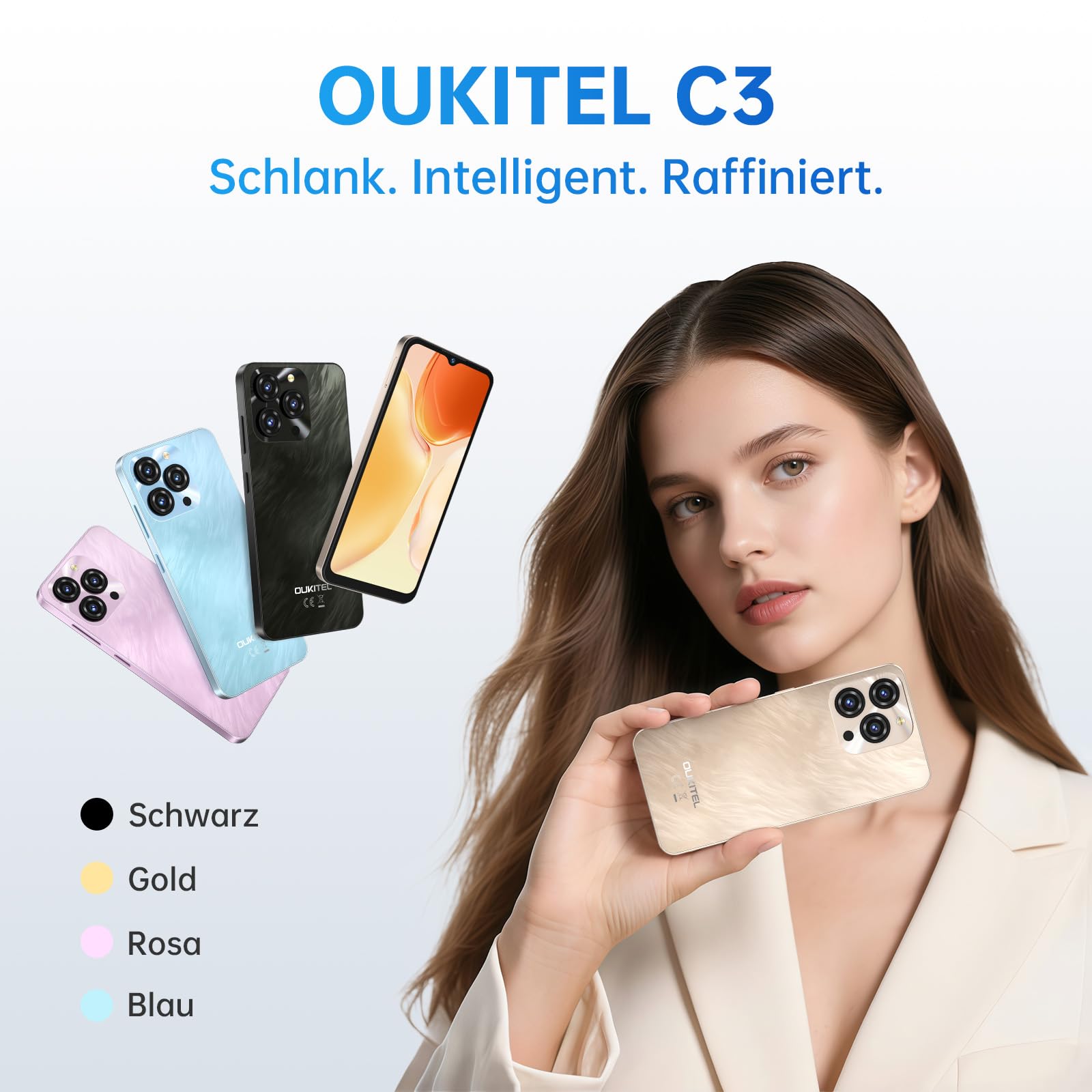 OUKITEL C3 Unlocked Cell Phone - 24GB+256GB/1TB, 6.7 HD+ 90Hz