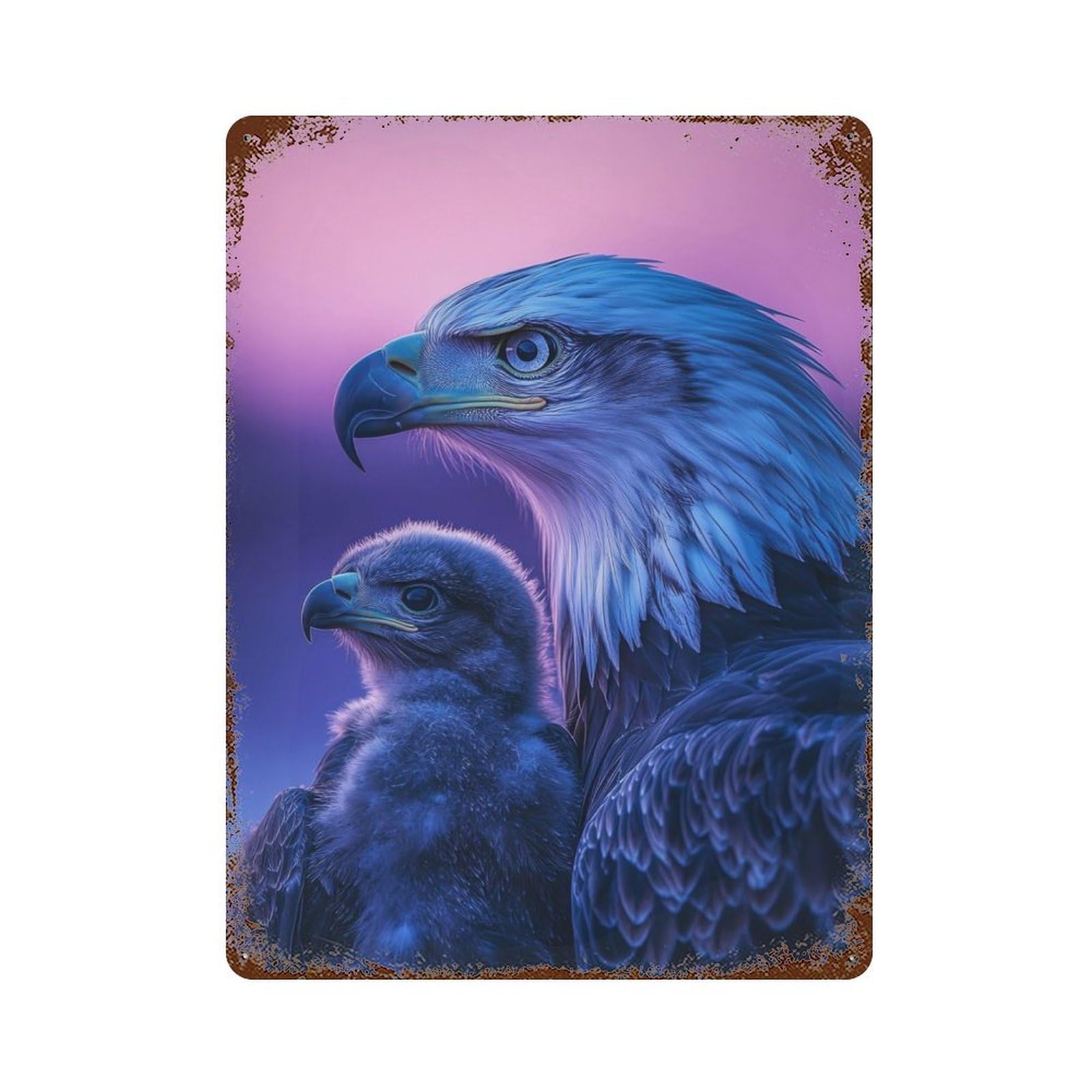 Eagle And Chick Rustic Tin Plaque 15.7"x11.8", for Shed, Workshop And Garage Wall Decor, Farmhouse Wall Decor