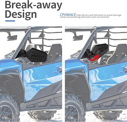 Miniatura 2 de Espejos laterales plegables ajustables compatibles con accesorios Can-Am Maverick Trail Sport Commander 2018-2022 (2 piezas 715003639)