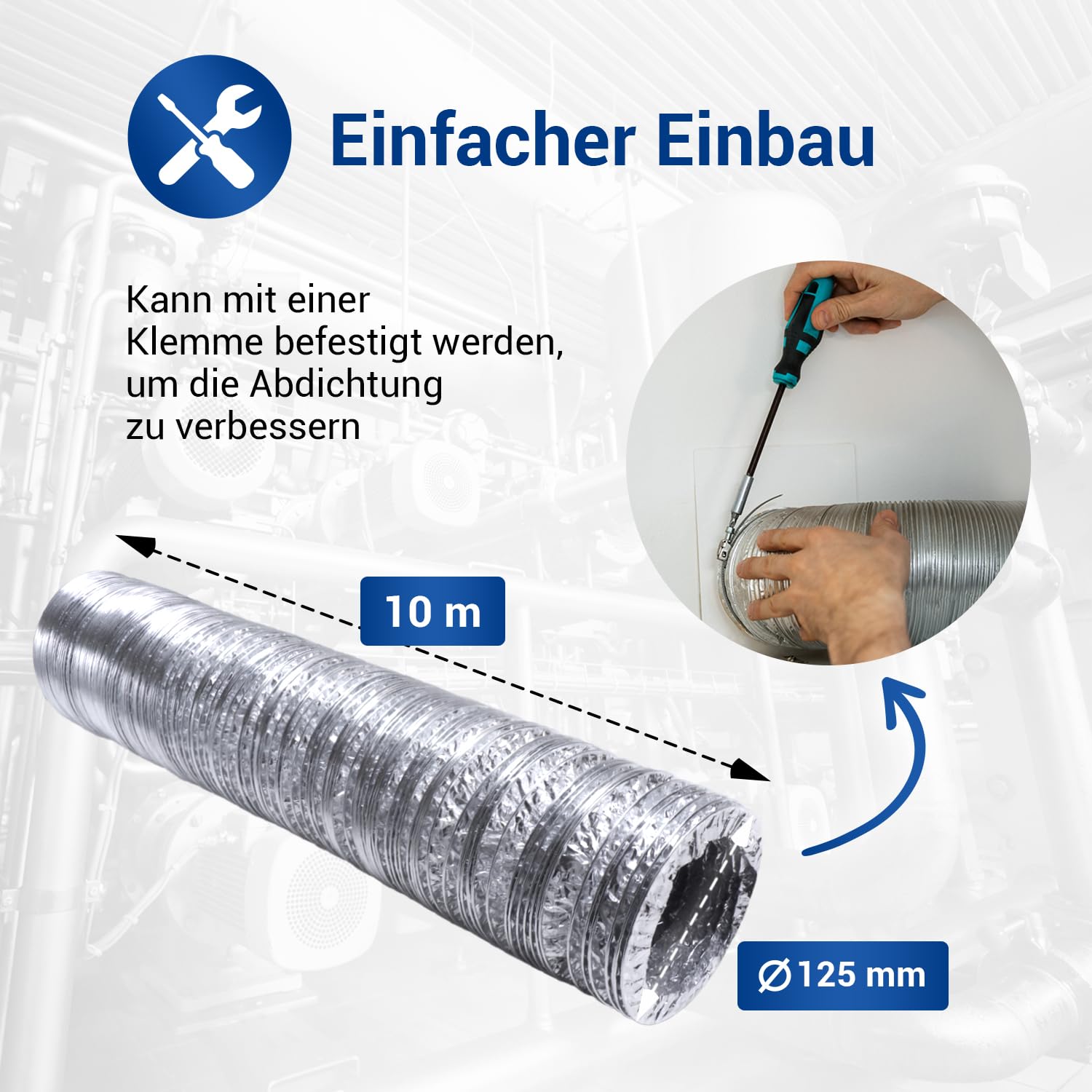 VIOKS Extracteur Hotte 125mm Alu Schlauch 10m