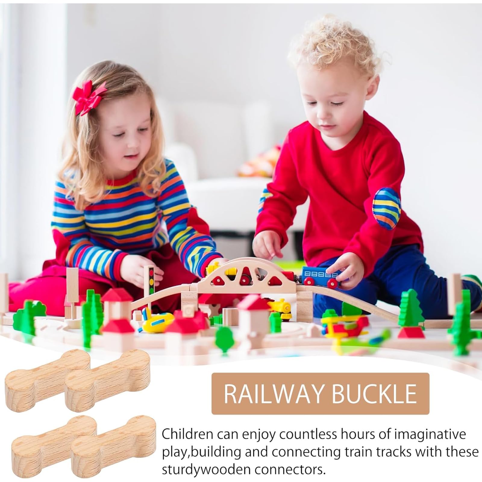 Accessoire De Voie Ferrée en Bois Accessoires,Coffret D'Extension De Rails pour Circuit Train Bois,Lot de 10 Connecteurs Universels en Bois,Connecteur de Voie Ferrée Brio