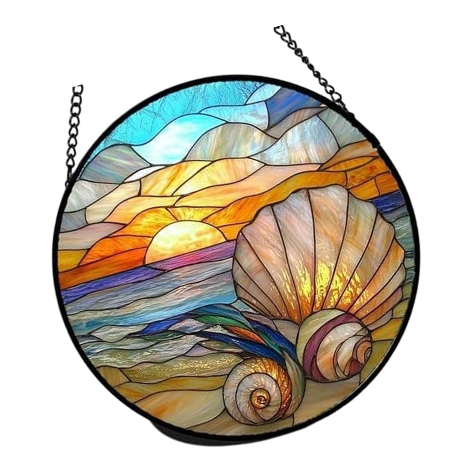 Jazuaiao Colorful Acrylic Light Catchers Stained Glass Landscape Suncatchers Ornament for Home Garden Decors and Window Hanging Landscape Acrylic Hanging Ornament