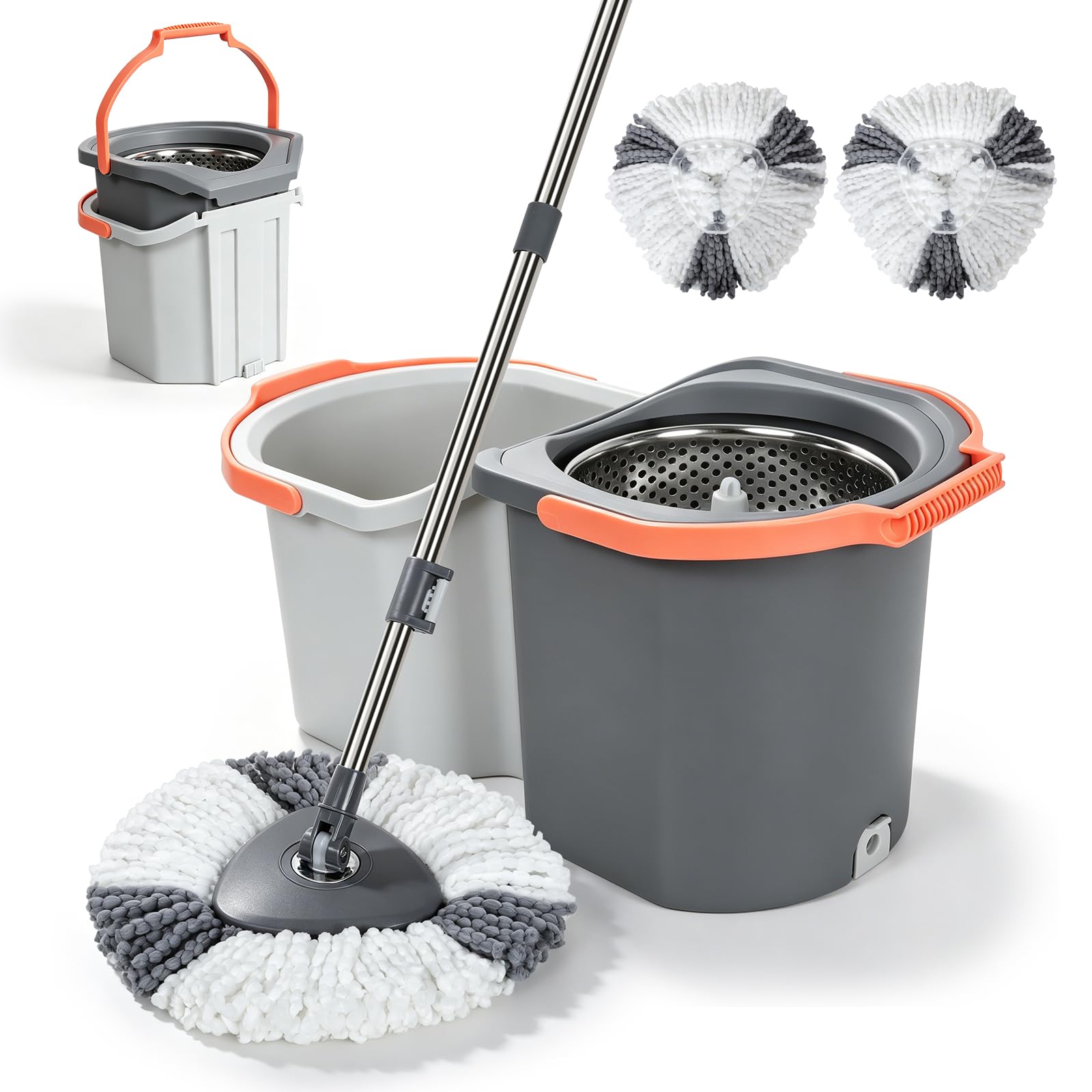 Amazon｜ZNM モップ 回転モップ バケツ付きセット 5L大容量 洗浄 脱水