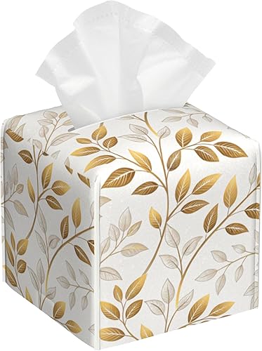 Miniatura 12 de Caja de pañuelos con diseño floral de amapola marrón con acuarela, diseño de flores abstractas de cuero, soporte decorativo para caja de papel de