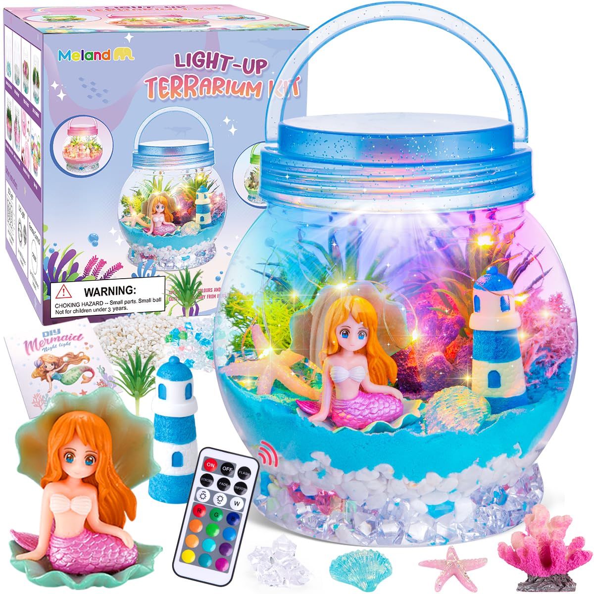 MELAND Mermaid Terrarium Kit for Kids, Craft Kits for Kids Birthday Christmas Presents, Mermaid Toys Gifts for Girls 5 6 7 8 + Years Old