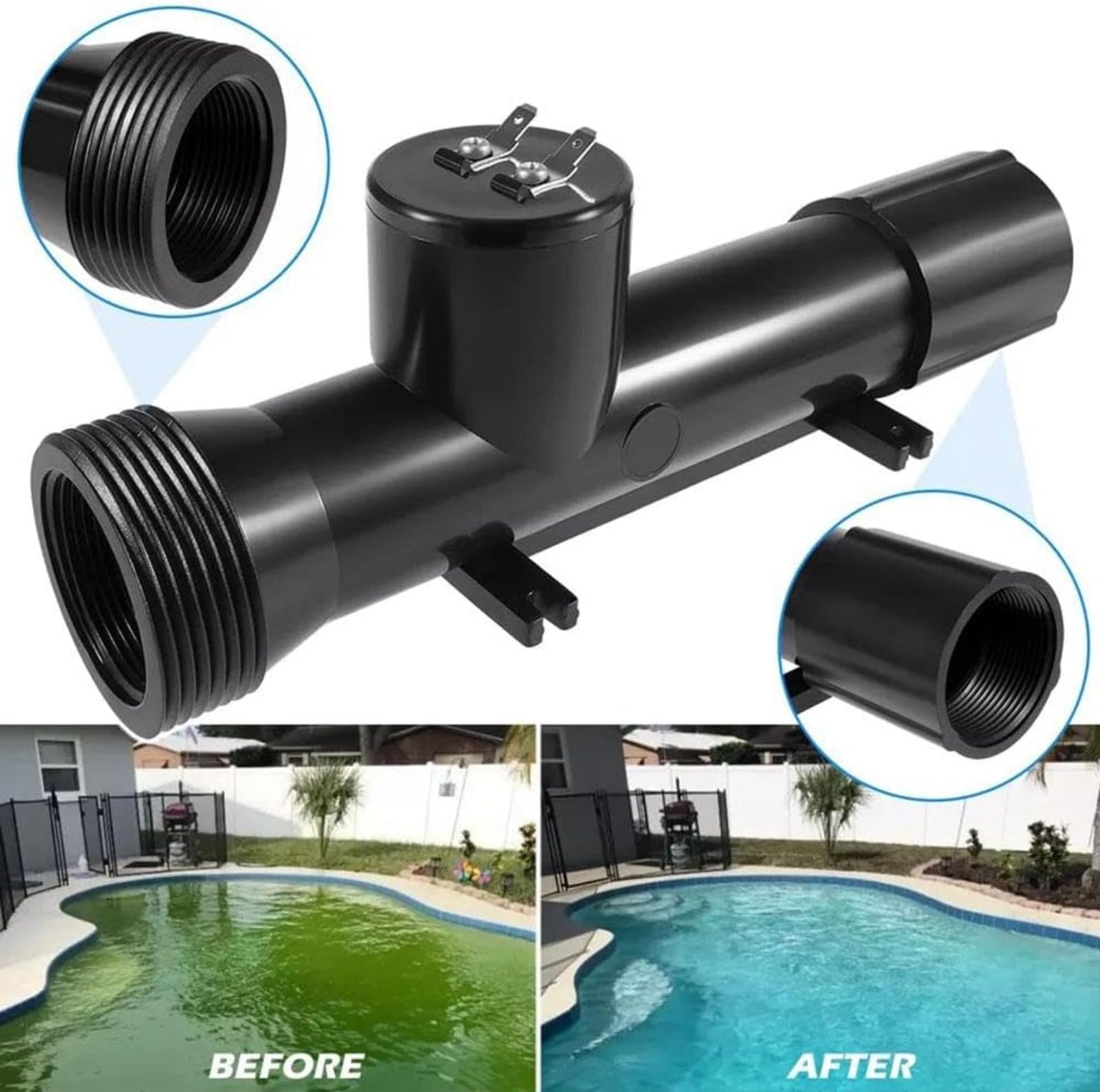 Generico Camera di Ricambio per Ionizzatore per Piscina, Tecnologia di Ionizzazione in Rame E Argento Senza Sostanze Chimiche, Tratta 40.000 Galloni di Acqua