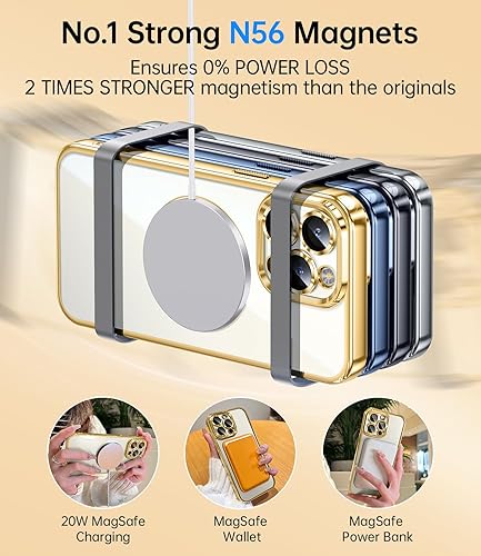 Miniatura 2 de JUESHITUO Funda magnética de titanio brillante para iPhone 15 Pro Max con protección completa de la cámara combinación perfecta para MagSafe Imanes