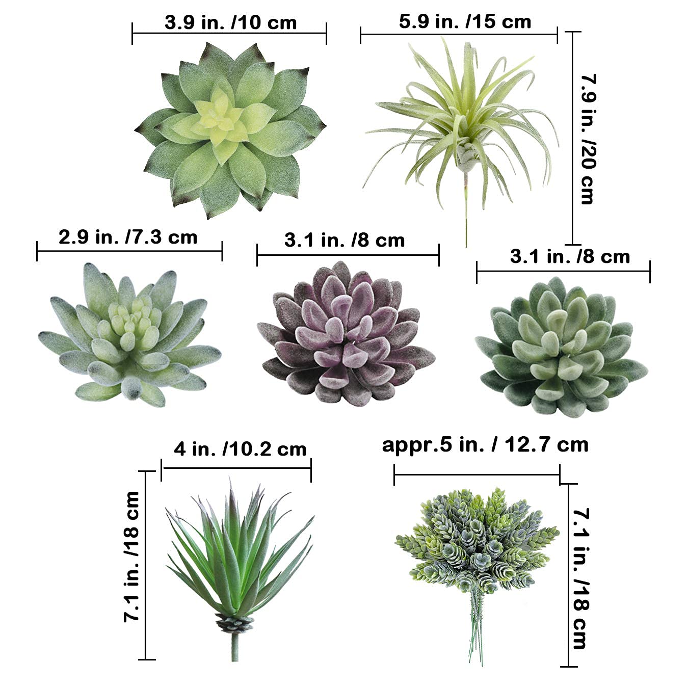 14 Pcs Assorted Artificial Succulents Plants Unpotted Green Hops String