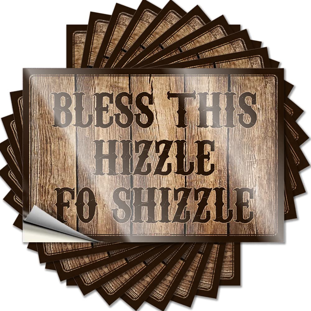 Mechanic Stickers Bless This Hizzle Fo Shizzle Funny Sticker 10 Pcs Car Stickers and Decals Car Warning Sticker(6X9CM)
