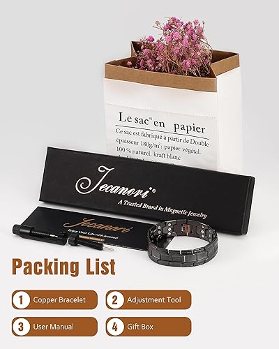 Miniatura 15 de Jecanori Pulsera de cobre para hombre, pulseras magnéticas de fuerza 3X para hombres