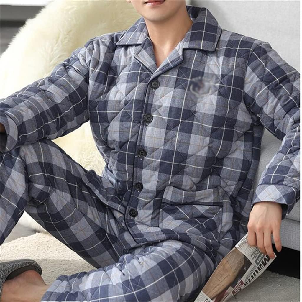 Home Clothes Autumn Winter Men's Cotton Pajamas Male Thick Three Layers Of Young And Middle-aged Size