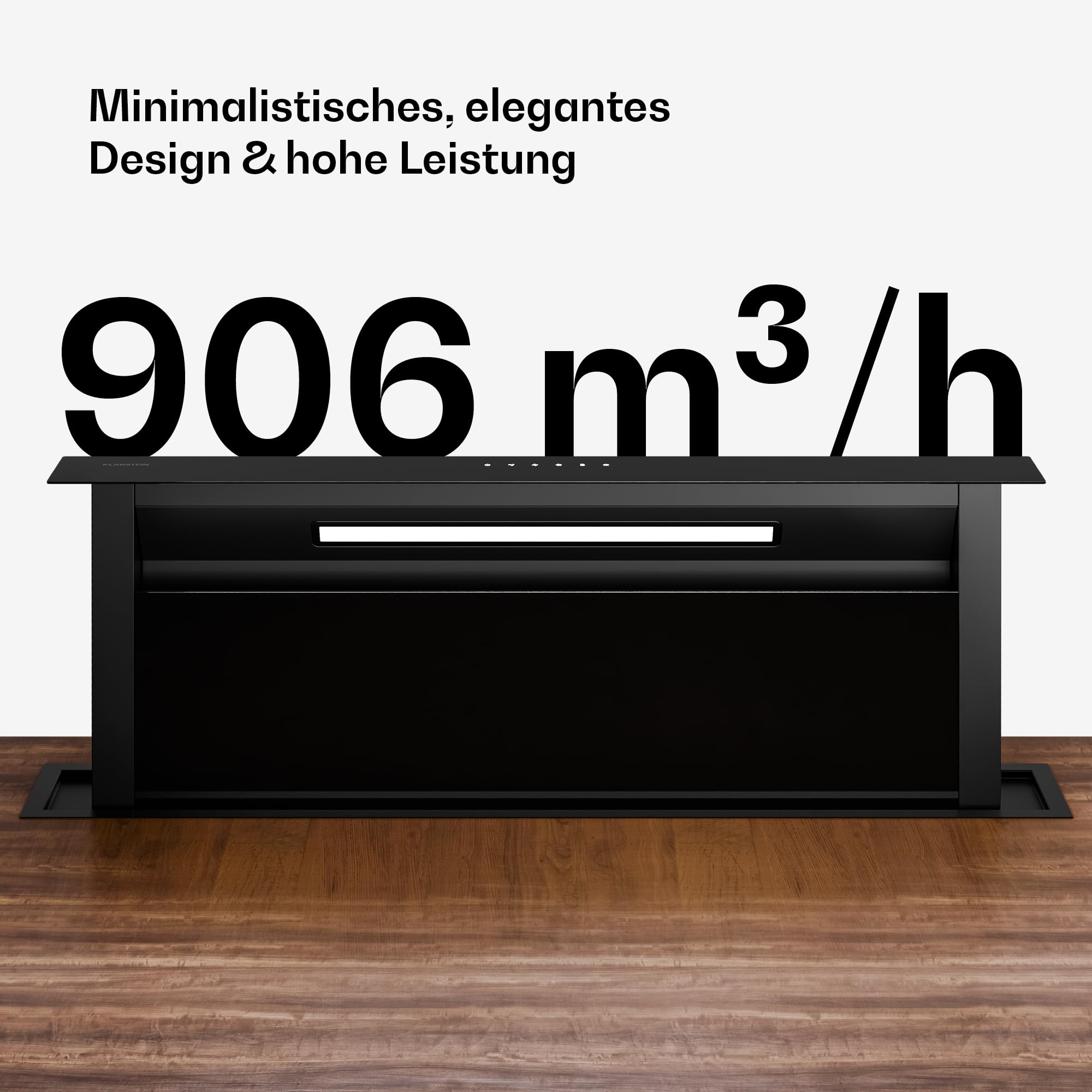 Klarstein Velaire Dunstabzugshaube 90cm - A++ Downdraft, 906 m³/h Luftstrom, Touch-Bedienung, LED, Leise, Spülmaschinenfester Filter, Kochfeldabzug, Abzugshaube 90cm